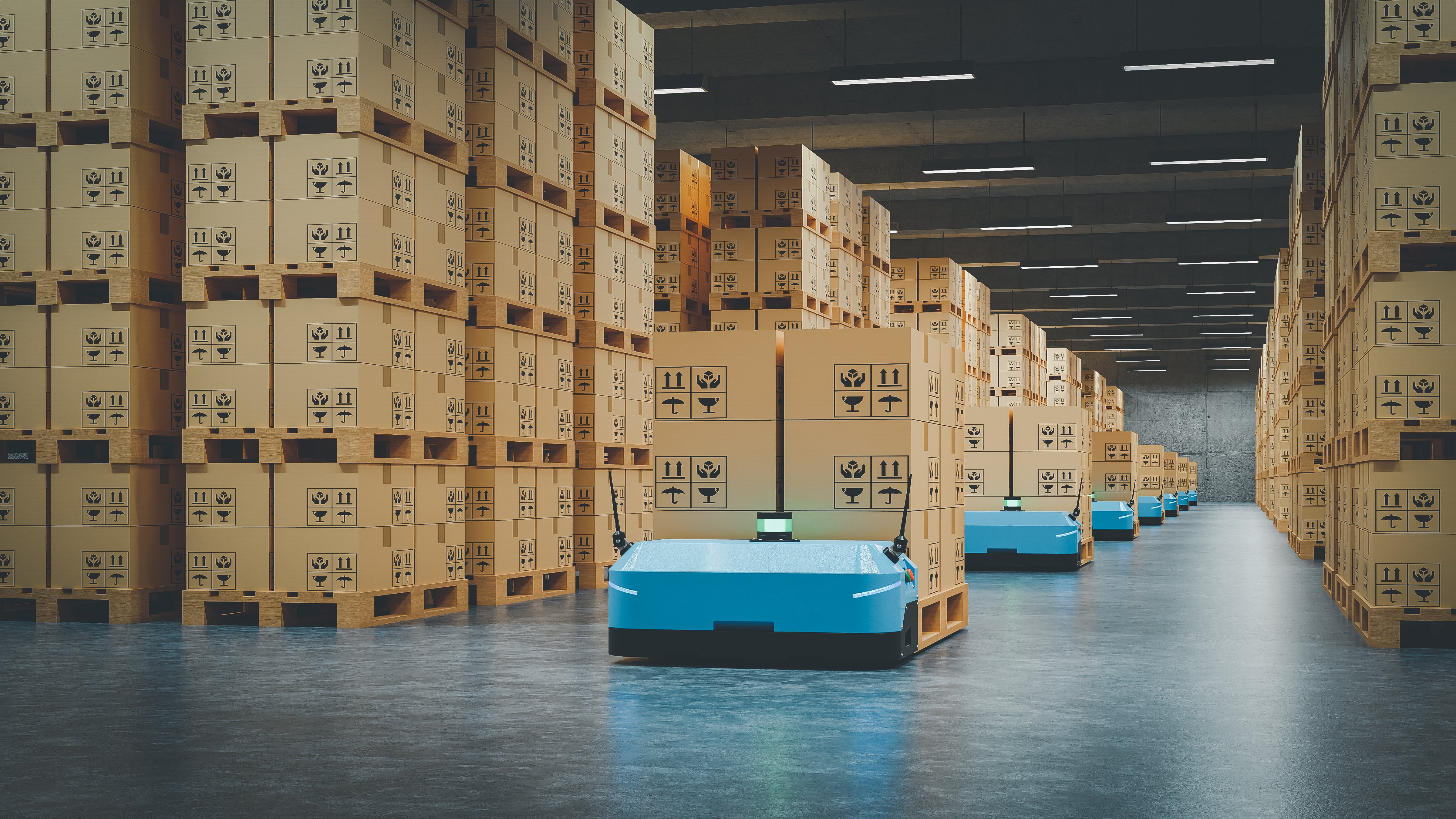 agv-robots-transporting-cardboard-boxes-in-distribution-logistics-center